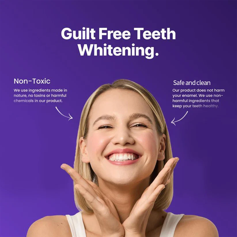 Purple Teeth Whitening Strips - 7/21 Whitening Sessions - Non Sensitive Teeth Whitening - Peroxide-Free