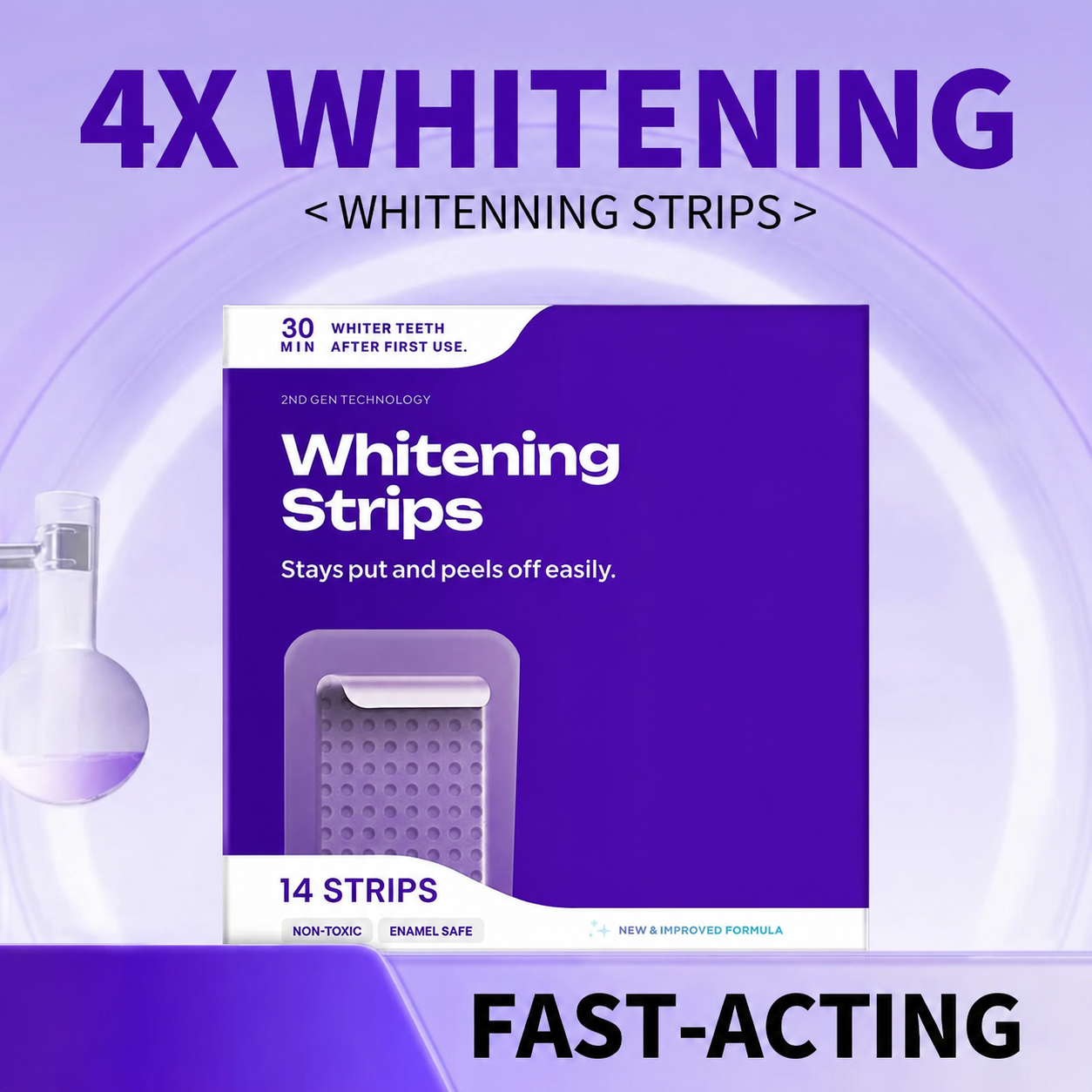 Purple Teeth Whitening Strips - 7/21 Whitening Sessions - Non Sensitive Teeth Whitening - Peroxide-Free