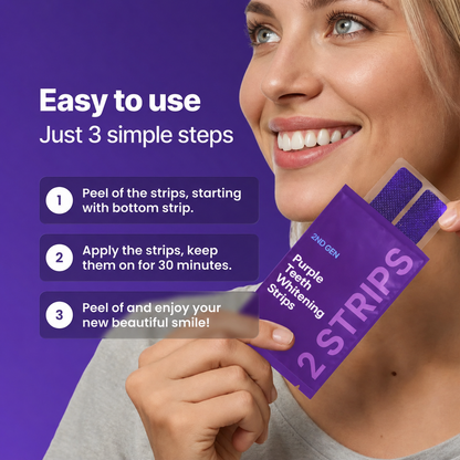 Purple Teeth Whitening Strips - 7/21 Whitening Sessions - Non Sensitive Teeth Whitening - Peroxide-Free