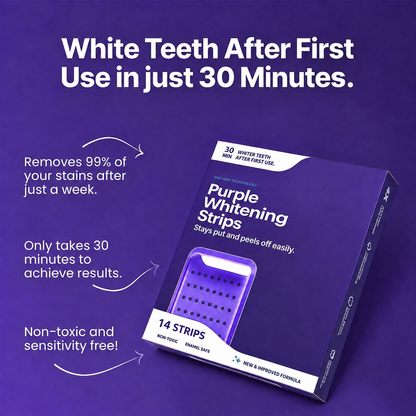 Purple Teeth Whitening Strips - 7/21 Whitening Sessions - Non Sensitive Teeth Whitening - Peroxide-Free
